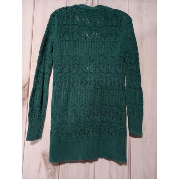 LC Lauren Conrad Sweater Ladies Small Green Cardigan Open Knit - Picture 2 of 8